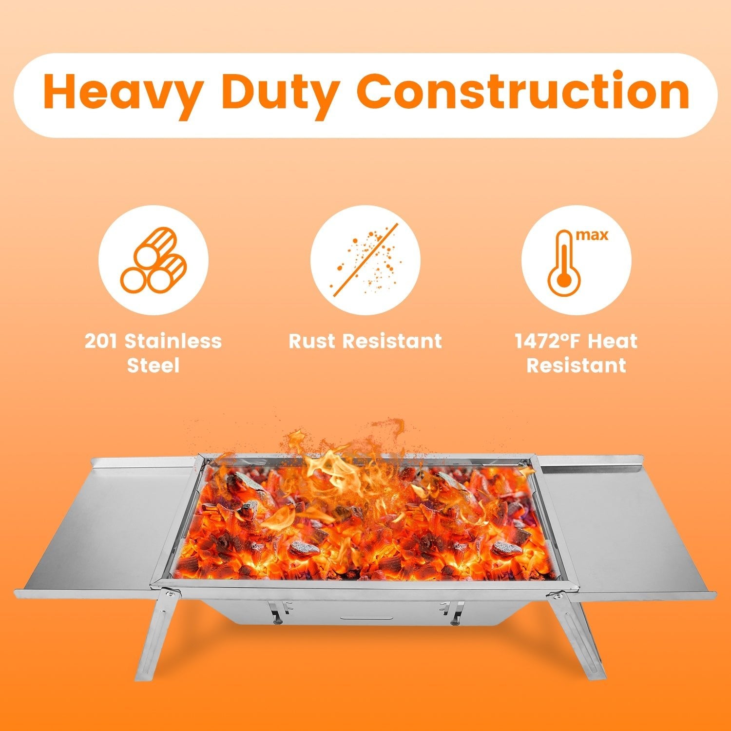 1 Set 3 In 1 Foldable Charcoal Grill Fire Pit Slow Cooker 2 - 3 People Portable Camping Grill Stainless Steel BBQ Grill For Camping Tailgating Yard - ELITE RV SUPPLY