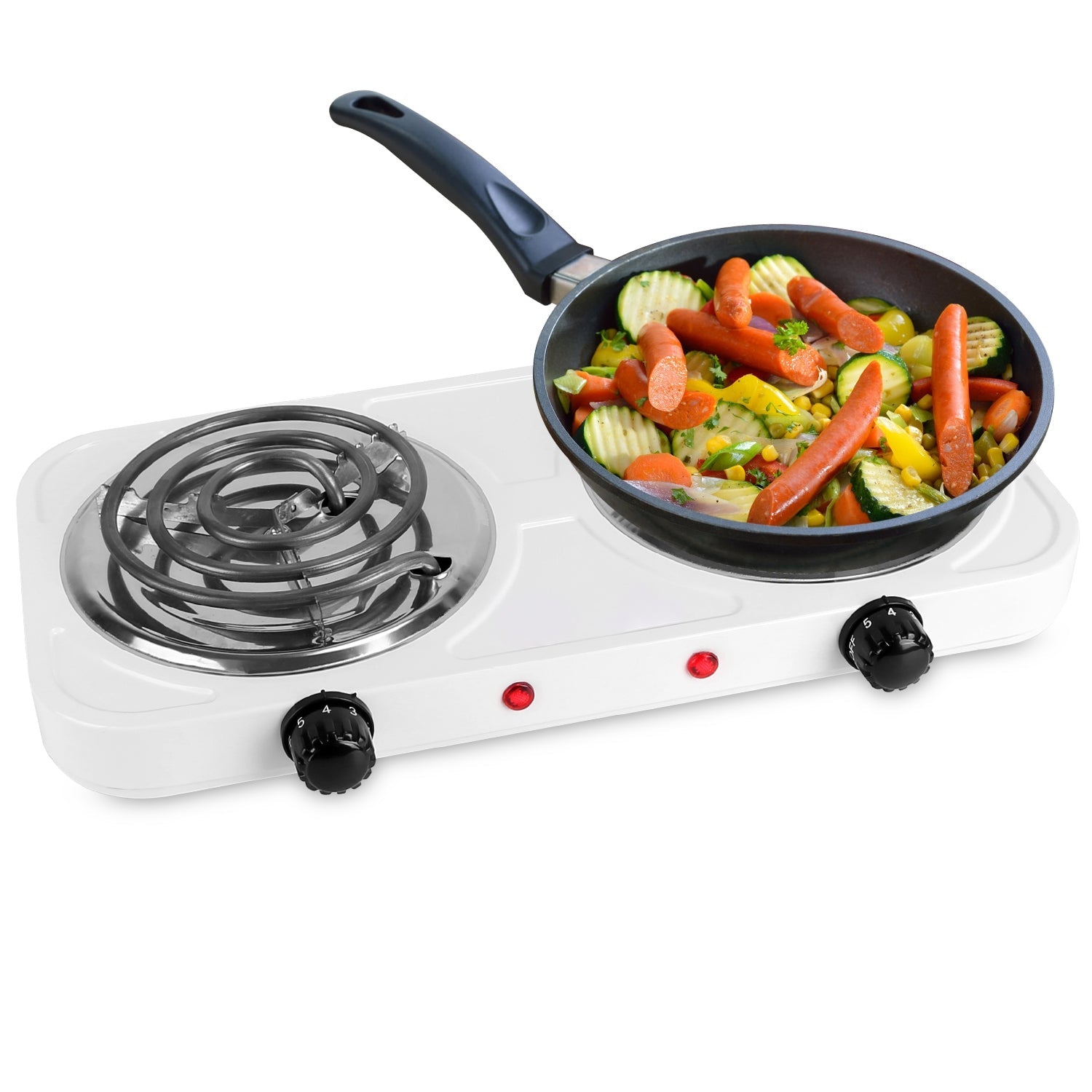 2 Color Options - 1Pc 2000W Electric Double Burner Portable Coil Heating Hot Plate Stove Countertop RV Hotplate With Non Slip Rubber Feet 5 Temperature Adjustments - ELITE RV SUPPLY