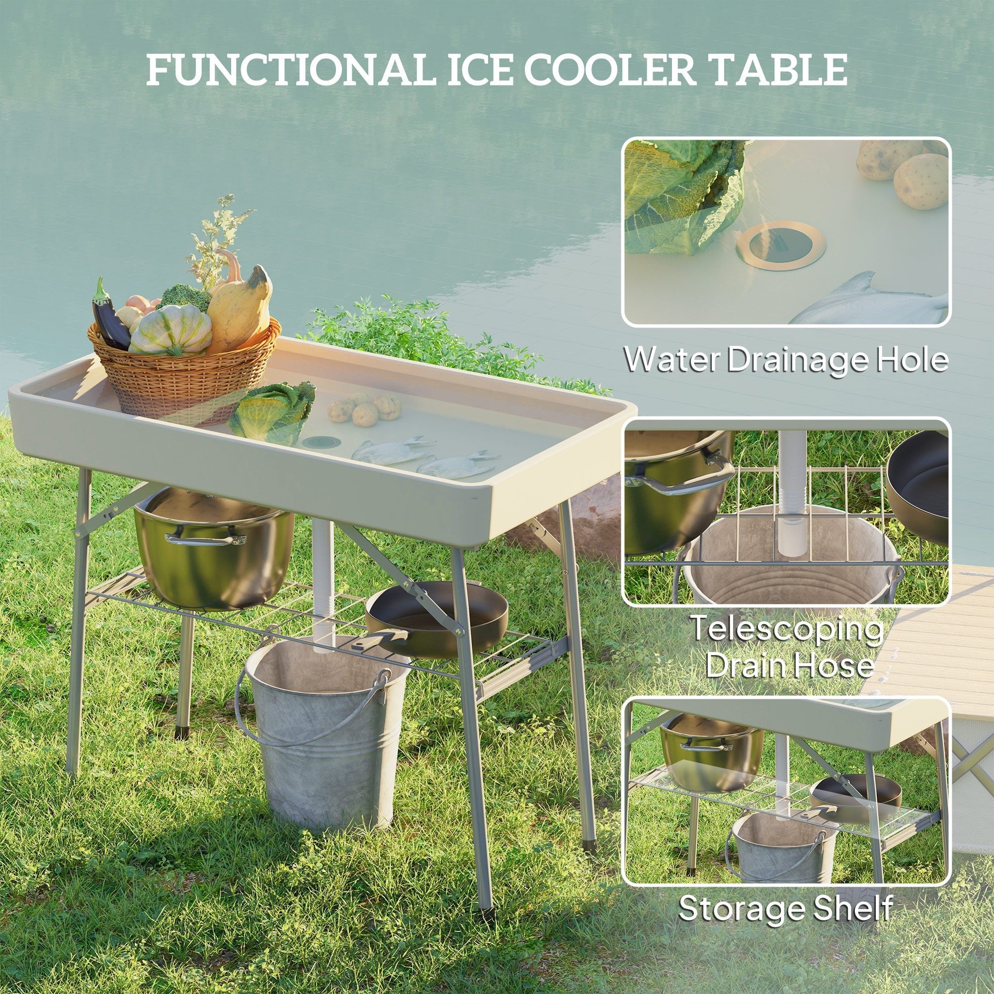 3.4ft Folding Ice Cooler Table - ELITE RV SUPPLY