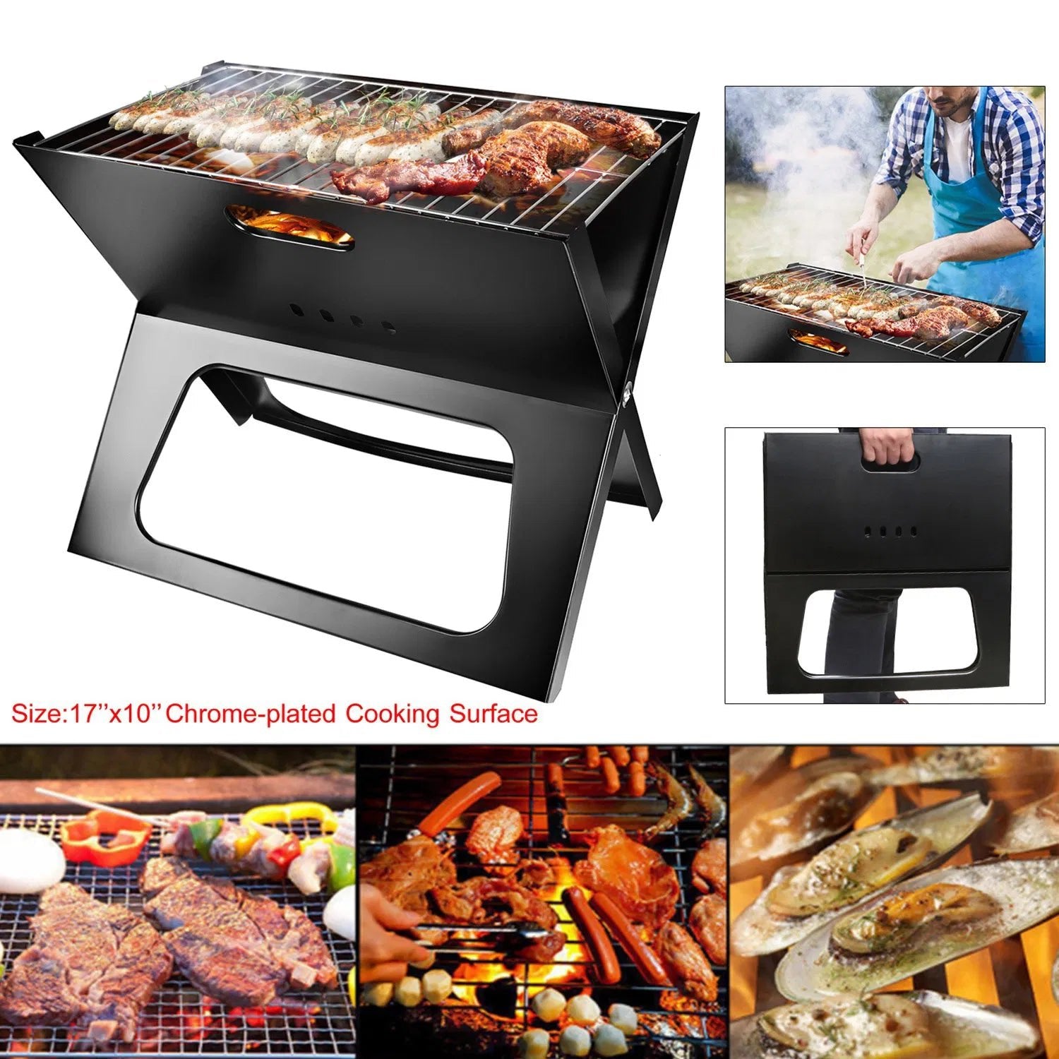 Foldable BBQ Grill Portable BBQ Barbecue Grill Camping Garden Outdoor Travel For Camping Picnic RV Travel - ELITE RV SUPPLY