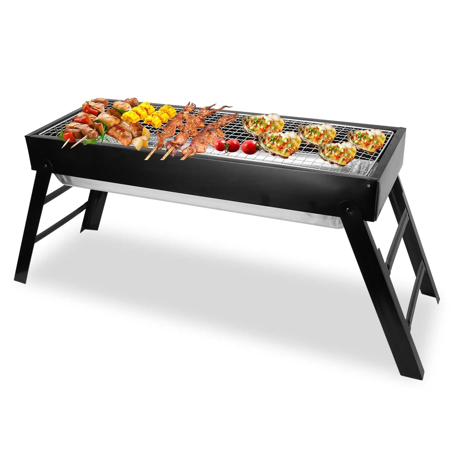 Foldable Charcoal BBQ Grill Stainless Steel Grill Net Easy Setup Portable Tabletop Barbecue Grill For Camping Picnic Outdoor Party - ELITE RV SUPPLY