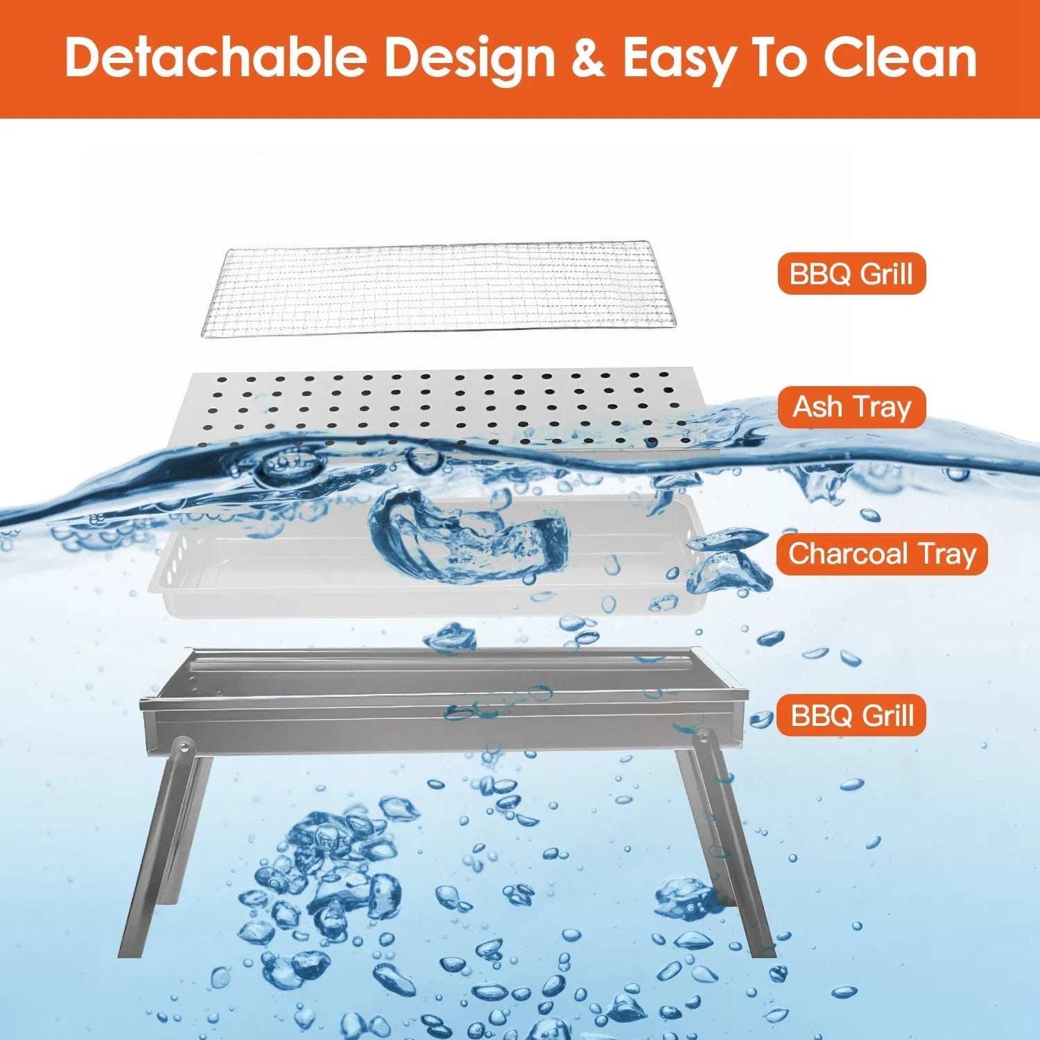 Foldable Charcoal BBQ Grill Stainless Steel Grill Net Easy Setup Portable Tabletop Barbecue Grill For Camping Picnic Outdoor Party - ELITE RV SUPPLY