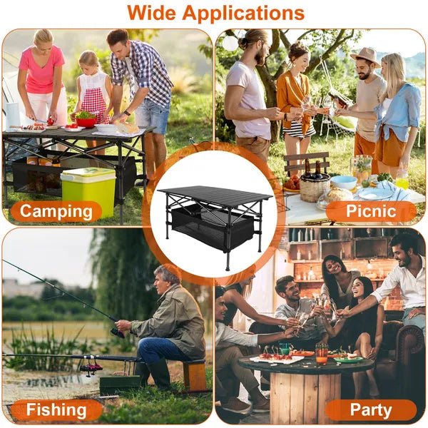 Folding Camping Table Portable Lightweight Aluminum Roll - up Picnic BBQ Desk With Carrying Bag Heavy Duty Outdoor Beach Backyard Party Patio - ELITE RV SUPPLY