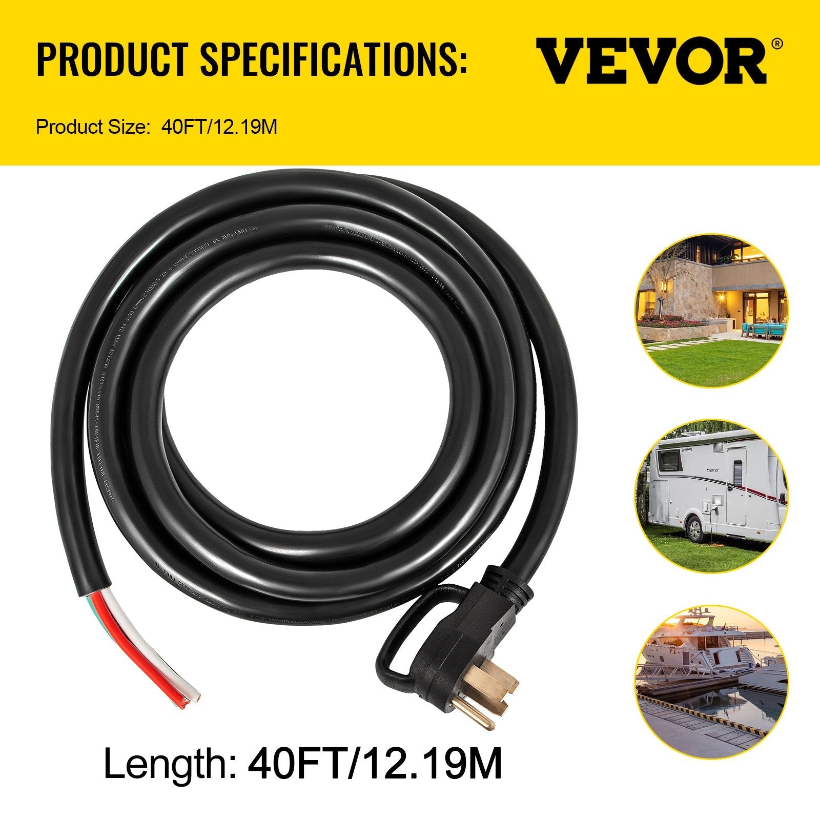 Generator Cord Generator Power Cord N14 - 50P To Bare Wire Cut Wire Cord Extension Power Cord RV Motor Home Generator Portable - ELITE RV SUPPLY