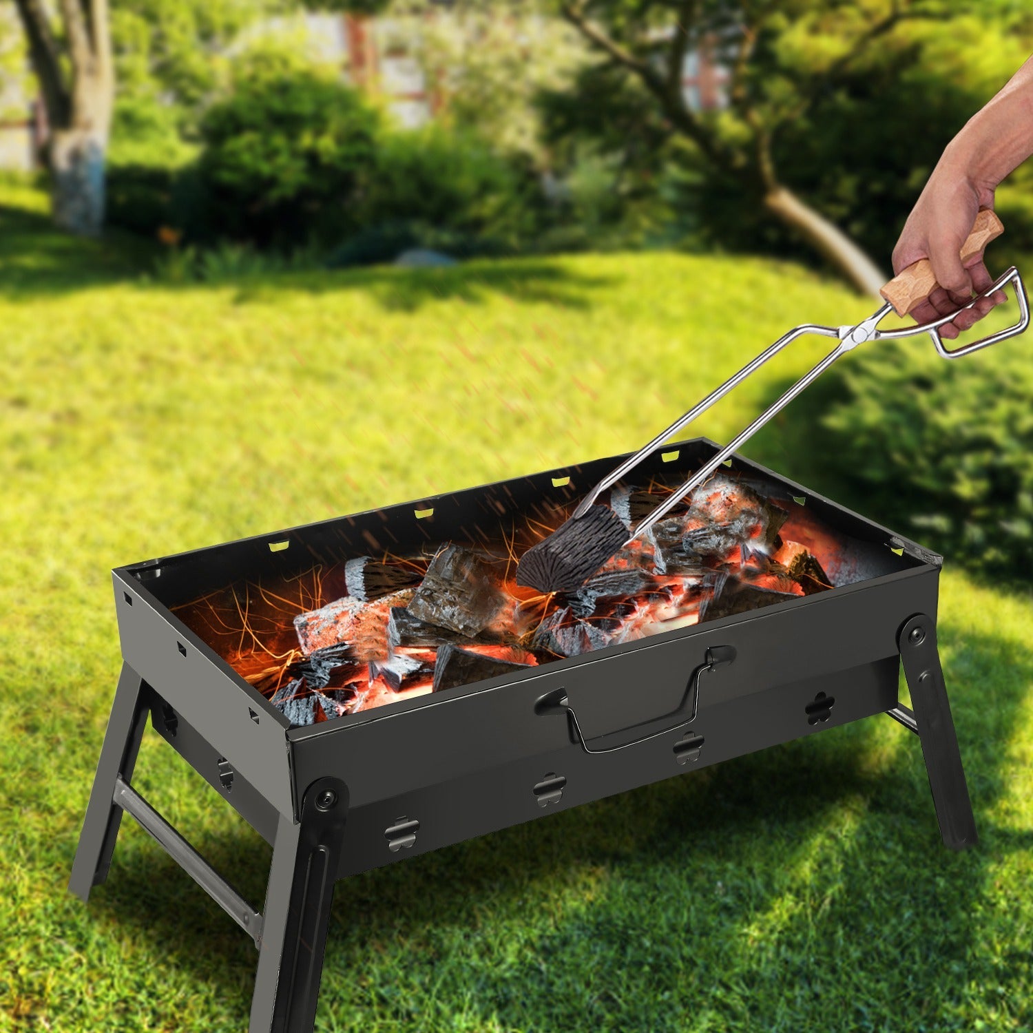 Portable BBQ Grill Foldable Charcoal Grill Camping Garden Outdoor Travel - ELITE RV SUPPLY
