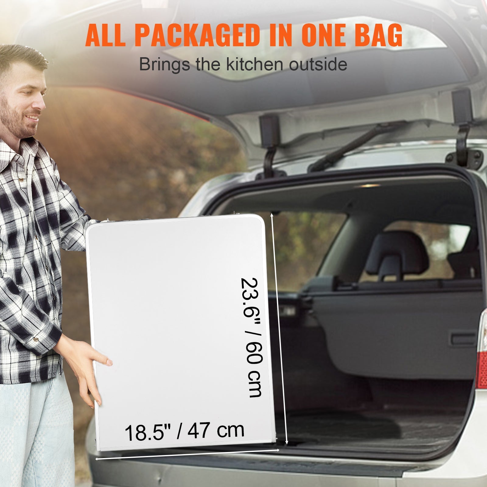 VEVOR Camping Kitchen Table, Quick Set - up Folding Camping Table, 3 Adjustable Heights, MDF Camping Table, Ideal For Outdoor Picnics, BBQs, Camping, RV Traveling - ELITE RV SUPPLY